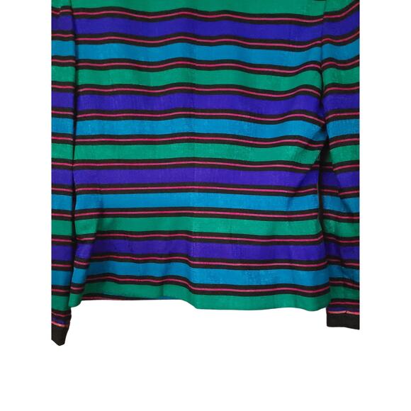 Vintage Papell Petites Womens Silk Snap Button Blazer 6P Striped Career Jacket - Picture 16 of 16